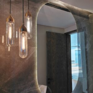 Pill mirror with lights